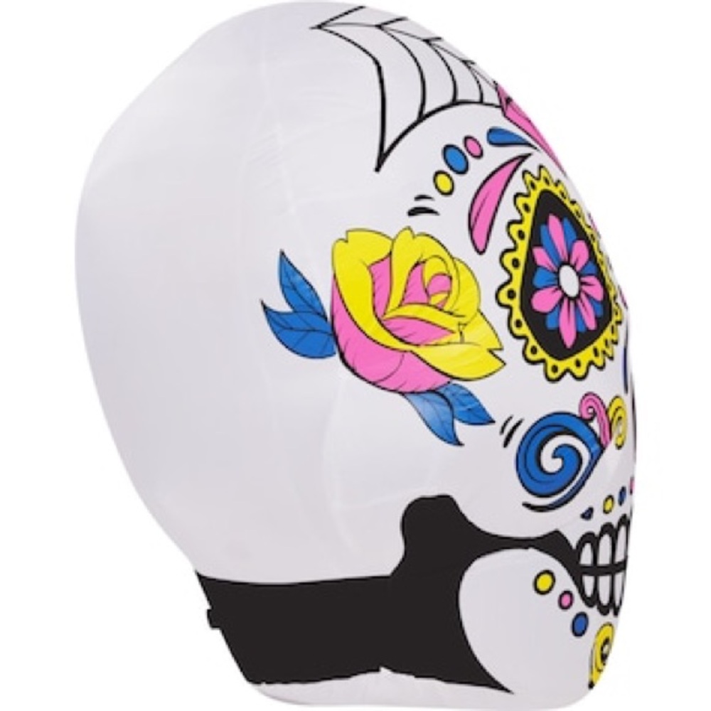 Colorful Sugar Skull Inflatable Haunted Hill Farm 6-ft Lighted Skull Inflatable - Picture 4 of 7
